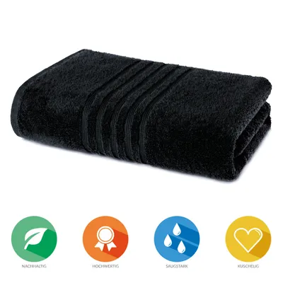 Zdjęcie produktu dla Ręcznik do kąpieli Lavea®, 100x150 cm, 100% bawełna, ręcznik pod prysznic, bardzo chłonny, miękki, przyjazny dla skóry, seria Bali, można prać, wytrzymały – kolor czarny