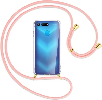 Produktbild von Handykette Backcover-Schutzhülle mit Band (Metall goldfarben) für Honor View 20 / V20 - rosa