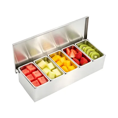 Productafbeelding van 5 Roosters, bakken voor ingrediënten, bakken voor bijgerechten, ingrediëntenbox, roestvrij staal, met deksel, barbox