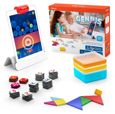 Produktbild von Osmo - Genius Starter Kit - 5 interaktive Lernspiele - Alter 6-10 Jahre - Mathematik, Rechtschreibung, Kunst, Kreativität und Physik - MINT Spielzeug (Osmo Basis für iPad enthalten)