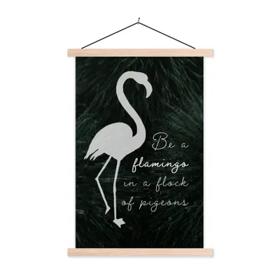Produktbild von MuchoWow® Textilposter Zitat - Gras - Flamingo 120x180 cm mit holzfarbenen Rahmen - Textil-Plakat