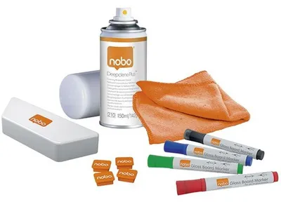 Produktbild von Nobo 1905330, Zubehörset, 235 mm, 45 mm, 241 mm, 410 g, Board cleaning cloth, Tafelwischer, Tafelmagnet, Tafelmarker