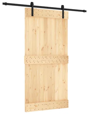 Produktbild von Schiebetür Natürlich und Schwarz 100 x 210 cm Massivkiefer