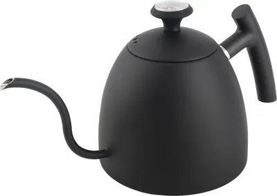 Obrázok produktu pre Kávová kanvica s kapacitou 800 ml Čierna kanvica na kávu s husím krkom z nehrdzavejúcej ocele s teplomerom pre domácu kaviareň