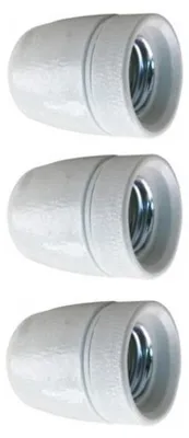 Produktbild von Lampenfassung E27 Porzellan weiß mit 3/8-Zoll-Gewinde ohne Kabel 150W 3 Stück