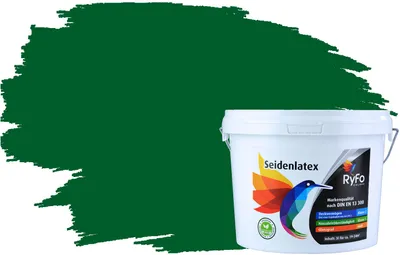 Produktbild von RyFo Colors Seidenlatex Trend Grüntöne Dunkelgrün 3l - bunte Innenfarbe, weitere Grün Farbtöne und Größen erhältlich