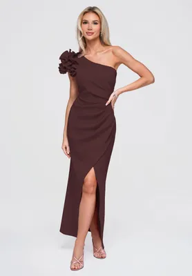 Produktbild von LARICA festliches Kleid mit asymmetrischem Design LA-OM-DLR377 brown L