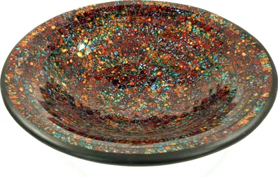 Produktbild von Runde Mosaikschale, Untersetzer, Dekoschale, Handgearbeitete Keramik & Glas Obst Schale - Design 6, Braun, Keramik,Glas, Größe: Mittel (Ø 37 cm)
