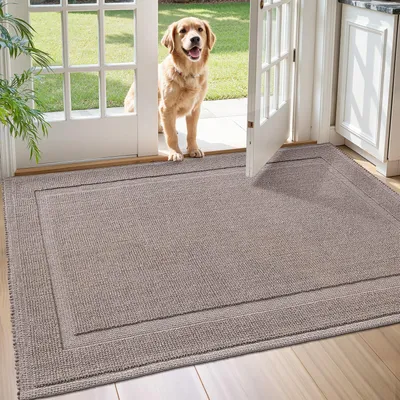 Obrázek produktu pro Podlahová rohož do interiéru, rozměry 120x180 cm, omyvatelná, vstupní rohož, okrajová barva: taupe