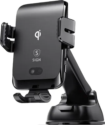 Image de Support de voiture pour smartphones avec chargement sans fil, 4,7"-6,8" - Noir