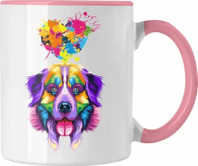 Produktbild von Trendation - Border Collie Herz Farbe Besitzer Tasse Geschenk Lustiger Spruch Geschenkidee Border Collie Liebhaber (Rosa)