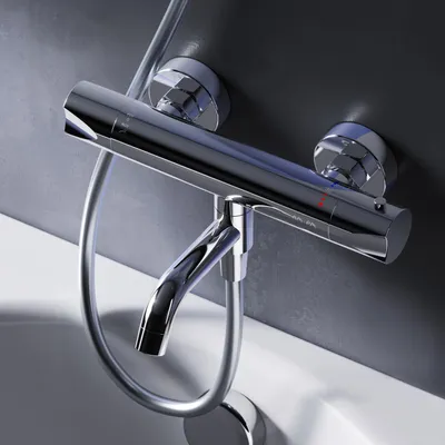 Productafbeelding van AM.PM Badarmatuur, thermostaat, chroom. Badarmatuur, badkuipkraan, douchearmatuur, douche, badthermostaat, badthermostaatarmatuur