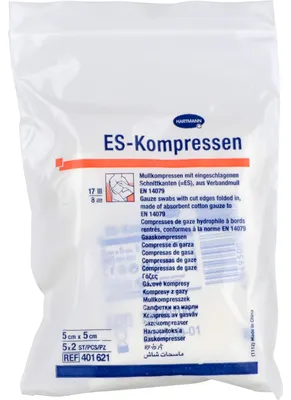 Produktbild von HARTMANN ES-Kompressen steril 5 cm x 5 cm Mullkompressen, 10 St. Kompressen