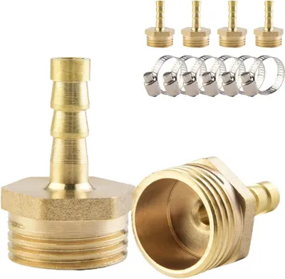Zdjęcie produktu dla Złączki Messingowe, 6 x 6 mm, gwint zewnętrzny 1/2", 6 opasek zaciskowych, do instalacji gazowych i wodnych