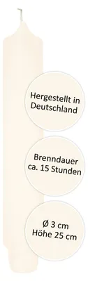 Produktbild von FINK Stabkerze Candle - creme - H. 25cm x B. 3cm x D. 3cm