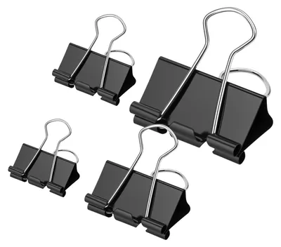 Productafbeelding van Foldback Klammern - 120 Stuks in 4 Groottes, Zwart, Metaal