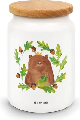Produktbild von Mr. & Mrs. Panda Kaffeedose Bär König - Weiß - Geschenk, Papa, gebäckdose, Vater, Teedose, Vatertag, Keksdose, Teddybär, Frischhaltedose, Papi, Daddy, Dose