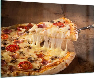 Produktbild von Bilder auf glas - Pizza Käse Tomaten - 100x70cm - Glasbilder - Wandbilder - Kunstdruck - zum Aufhängen bereit - Wanddekoration aus Glas - Glas Bilder - Wandbild auf Glas - Einteilig - GAA100x70-3784