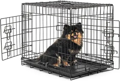 Zdjęcie produktu dla Klatka dla psa – Transporter dla zwierząt – Bezpieczny transport – Z przegrodą – 61x44x51 cm – Czarny