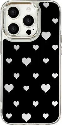 Obrázek produktu pro INF Zrcadlový malovaný obal na telefon - Černé srdce - iPhone 15 Pro