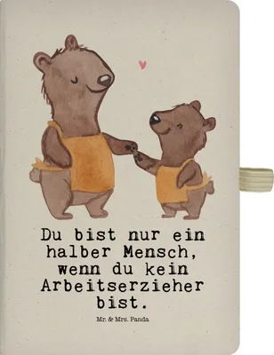 Produktbild von Mr. & Mrs. Panda notizbuch Arbeitserzieher Herz - Transparent - Geschenk, Witzig, Beruf, Ausbildung, Skizzenbuch A5, Spruch, Tagebuch, Journal, Adressbuch, Studium