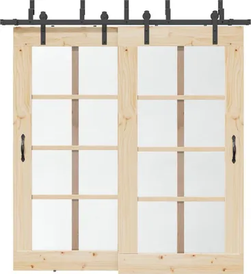 Image de vidaXL Kit de ferrures pour portes coulissantes 213,5 cm Acier noir