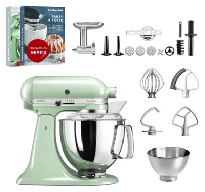 Produktbild von KitchenAid 4,8 L 5KSM175 Artisan Küchenmaschine Meatlover mit Ganzmetall- Fleischwolf Pistazie