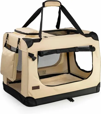 Immagine prodotto di Trasportino per animali domestici - Borsa da viaggio per cani - Trasporto sicuro - Design pieghevole - 70 x 52 x 50 cm - Beige