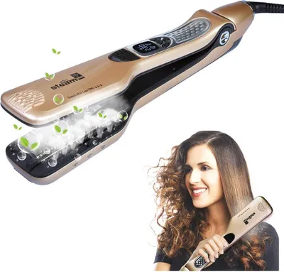 Produktbild von Dampf Haarglätter, Glätteisen mit Dampffunktion und extrabreiter heizplatteBeschreibung der Sprühtechnologie für die Haarpflege