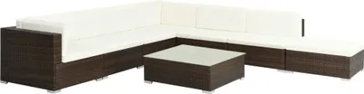 Produktbild von vidaXL 8-tlg. Garten-Lounge-Set mit Auflagen Poly Rattan Braun