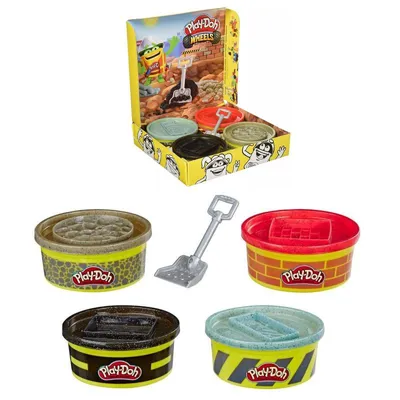 Produktbild von Play-Doh E6037F03 Wheels Baustellenknete 4 Dosen in verschiedenen Farben mit Glitzer
