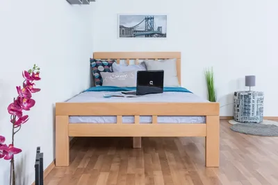 Produktbild von Bettrahmen für Kinder / Kinderbett 120 x 200 cm | Massivholz: Buche | Natur | besonders hohe Qualität