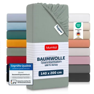 Productafbeelding van Blumtal set van 2 spannenlakens voor topper, 140x200x15 cm - 100% katoen