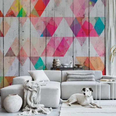 Produktbild von Vlies Fototapete - Rainbow Triangles 450x315 cm Muster f-B-0144-a-a