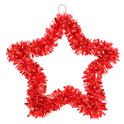 Zdjęcie produktu dla Clayre & Eef Dekoracja świąteczna gwiazda 45x2x45 cm czerwony plastik