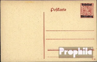 Produktbild von Belege Ganzsachen Württemberg 1919 DP49 Dienstpostkarte mit Zusatzfrankatur mit Zusatzfrankatur  Ziffer mit Aufdruck