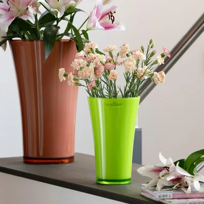 Produktbild von Vase Grün Blumenvase Deko Vase Kunststoff Fizzy Olive Ø16,5cm H27cm