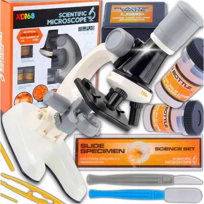 Produktbild von Kinder Mikroskop 1200x mit LED Beleuchtung Lernmikroskop Experimentier-Set ab 8 Jahren