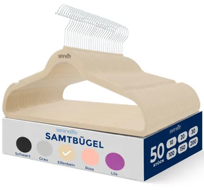 Produktbild von SereneLife Kleiderbügel Platzsparend 50 Stück, Samt Bügel rutschfest mit Einkerb