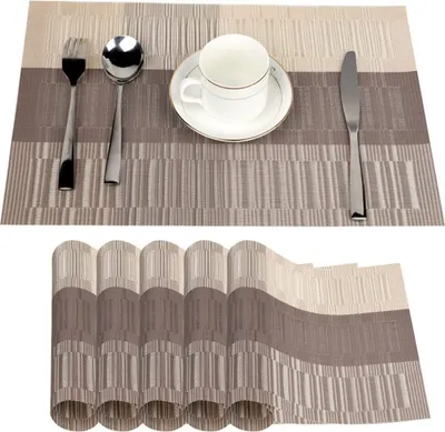 Produktbild von Platzsets 6er Set Plastik Tischsets Abwaschbar Platzdeckchen Kunststoff Tischmatten