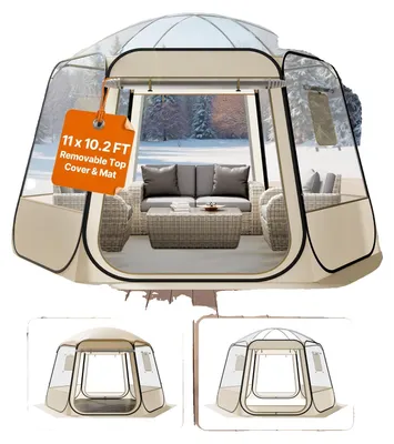 Produktbild von VEVOR Pop-up-Blasenzelt, 3,36 x 3,45 m wasserdicht & UV-beständig, klares Campingzelt, Schutzunterkunft, Outdoor-Garten-Dome-Iglu-Zelte mit Fenstern, 540° Panoramablick, für 10-12 Personen Terrasse Garten, 336x305x220 cm