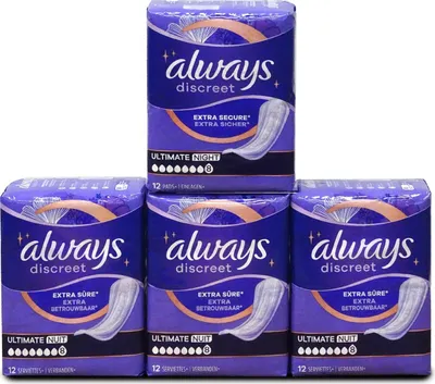 Produktbild von Always Discreet Ultimate Night, Inkontinenz-Pad, Frau, 48 Stück(e), Tasche