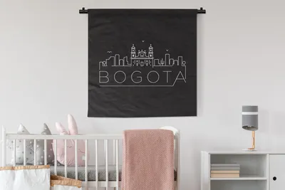 Produktbild von MuchoWow® Wandteppich Wandbehang Skyline "Bogota" schwarz 90x90 cm Tapisserie Dekoration Wandtuch - Wandaufhänger