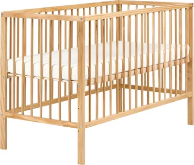 Produktbild von BELIANI Babybett Hellbraun Kiefernholz 60 x 120 cm mit Höhenverstellbaren Gitterstäben Standardgröße Zubehör für Kinderzimmer Minimalistisches Design