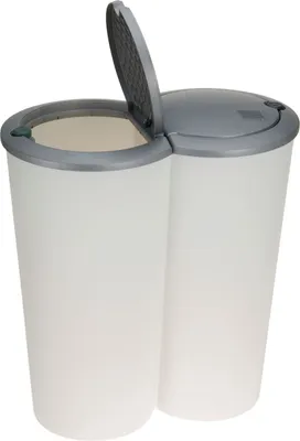 Produktbild von Abfalleimer 2x25 Liter Duo Bin - Farbe: grau oder weiß - Müllsammler Mülleimer