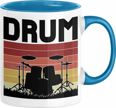 Produktbild von Drummer Schlagzeug-Spieler Geschenk Tasse Geschenkidee Kaffee-Becher Schlagzeuger Drum (Blau)