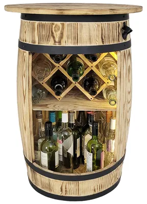 Produktbild von Stilvolle Holzfass Bar Tisch LED Beleuchtung Alkohol Flasche Stand