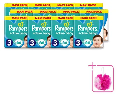 Image de 12 couches Pampers Active Baby-Dry, taille 3 (6–10 kg) - Pack économique - 12 couches