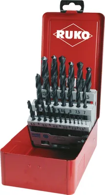 Produktbild von RUKO Spiralbohrer-Satz DIN 338 Typ N, HSS-R in Industriekassette - 25 tlg. - 205213