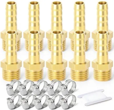 Immagine prodotto di Raccordi da 8 mm OD con attacco a barb a 3/8" maschio BSP, raccordi per tubi in rame con raccordi a compressione